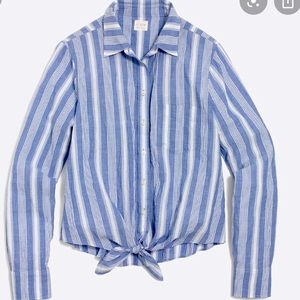 J. Crew Factory Long Sleeve Tie Front Button Down